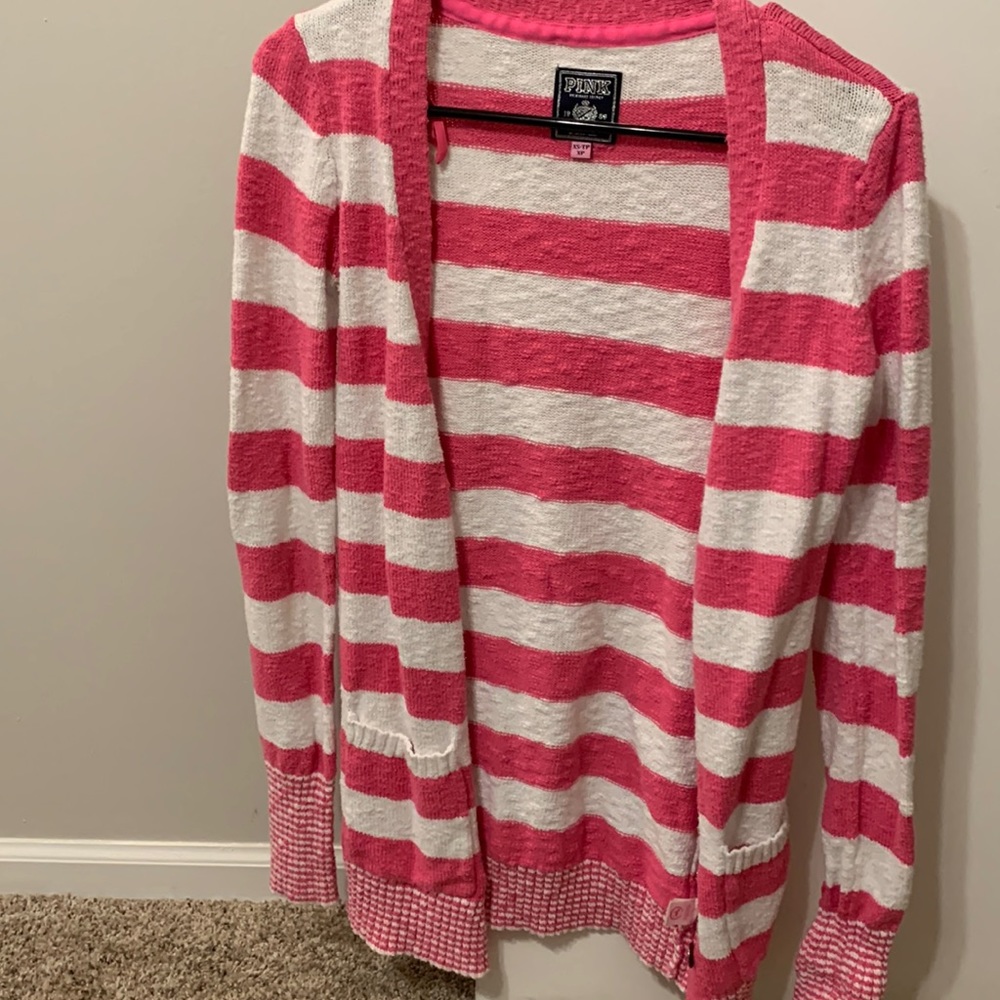 Victoria’s Secret Pink & White striped cardigan - size XS